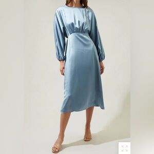 SugarLips Chateau Satin Dolman Sleeve Midi Dress